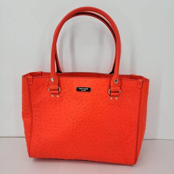 Kate Spade Ostrich Martine in Flame Orange Shoulder Purse Handbag - Picture 1 of 11